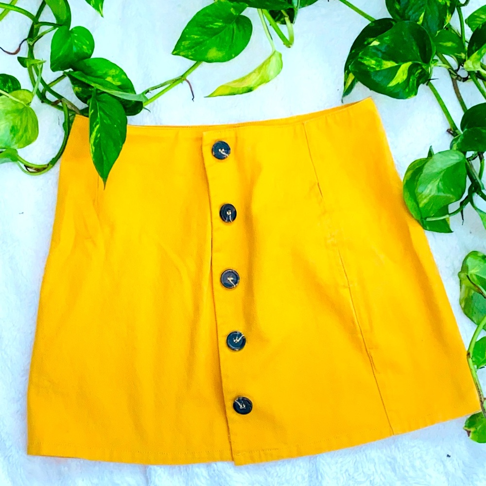 Mustard Jean Mini Skirt